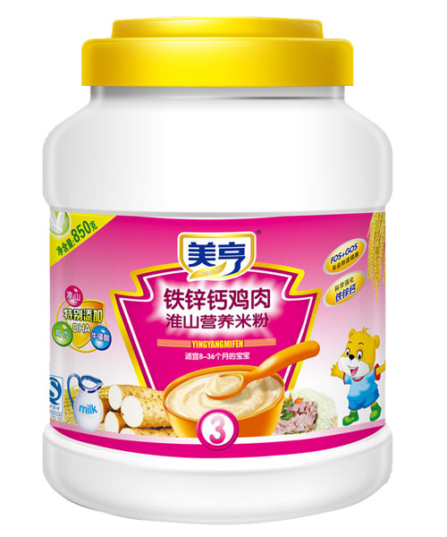 美亨850g桶裝鐵鋅鈣雞肉營養(yǎng)米粉3段簡介