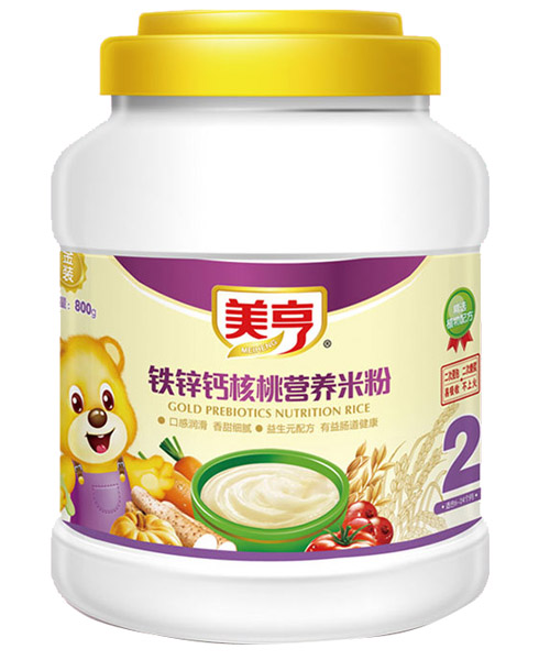 美亨800g桶裝鐵鋅鈣核桃營(yíng)養(yǎng)米粉2段