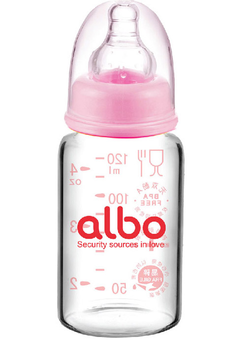 愛(ài)樂(lè)寶標(biāo)口初生玻璃奶瓶150ml粉色