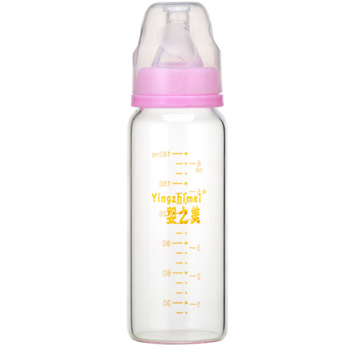 嬰之美標(biāo)口高硼硅玻璃奶瓶180ML粉色