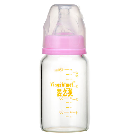 嬰之美標(biāo)口高硼硅玻璃奶瓶120ML粉色