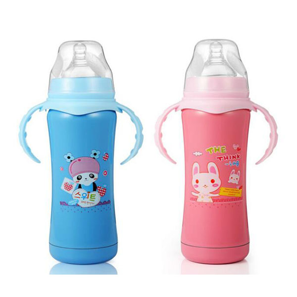 轉(zhuǎn)轉(zhuǎn)熊不銹鋼嬰兒奶瓶 雙層保溫奶瓶180ML