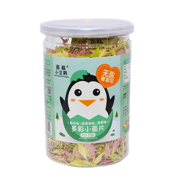 南極小企鵝無鹽多彩小面片南瓜味+甜菜根味+菠菜味