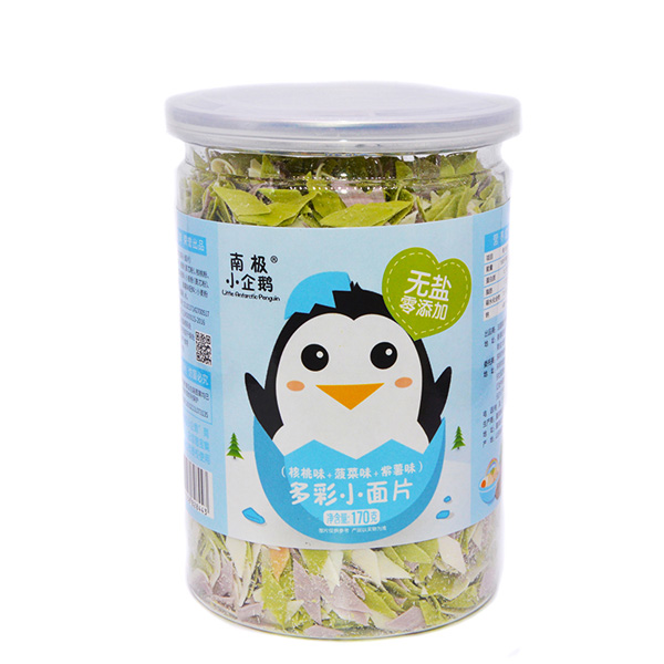 南極小企鵝無鹽多彩小面片核桃味菠菜味+紫薯味