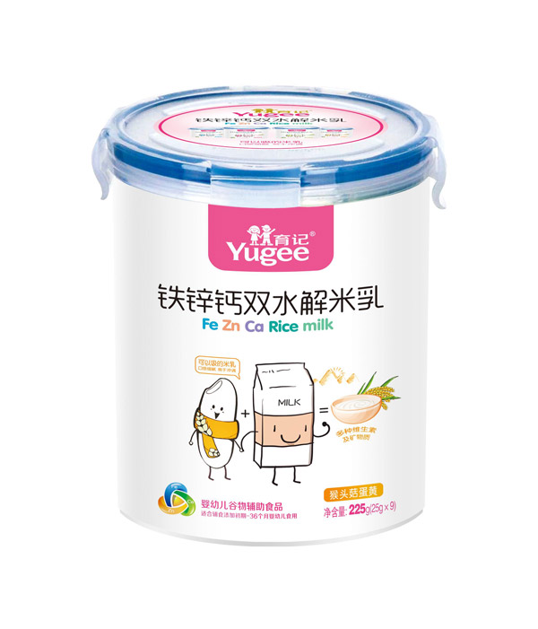 育記鐵鋅鈣雙水解米乳-猴頭菇蛋黃225克樂扣裝