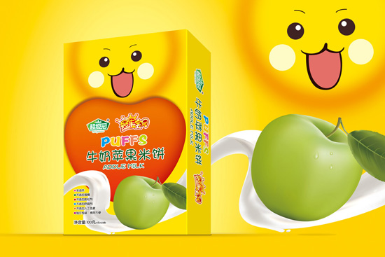 冠軍寶貝盒裝牛奶蘋(píng)果米餅